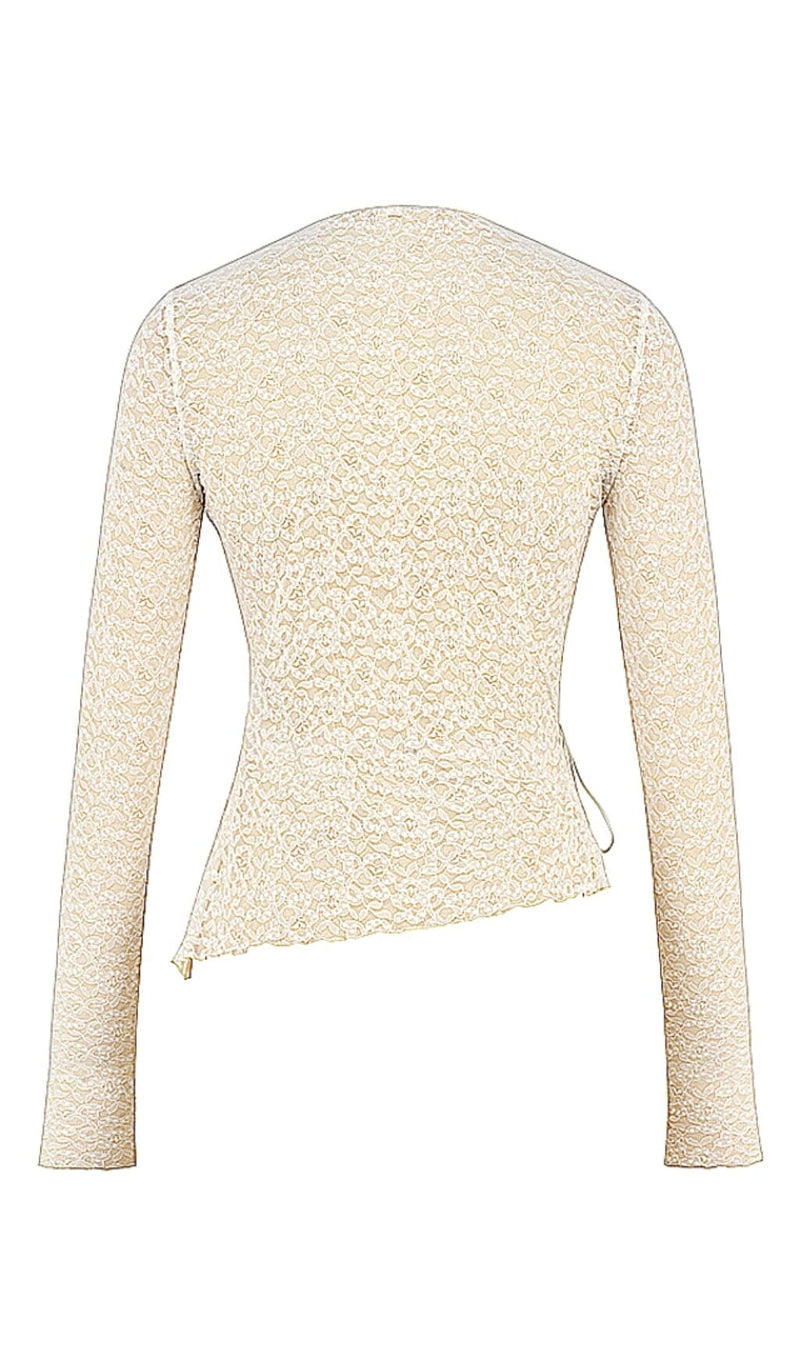 IVORY FLORAL LACE TRIM TOP