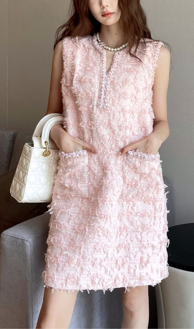 SLEEVELESS VEST DRESS IN PINK