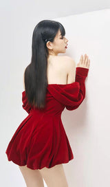 RED VELVET BLOOMERS JUMPSUIT