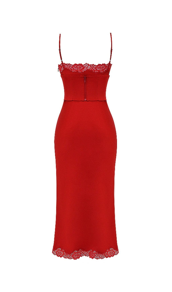 RED ROSE SATIN SLIP DRESS styleofcb 