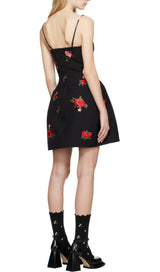 BLACK ROSE SLIP MINI DRESS