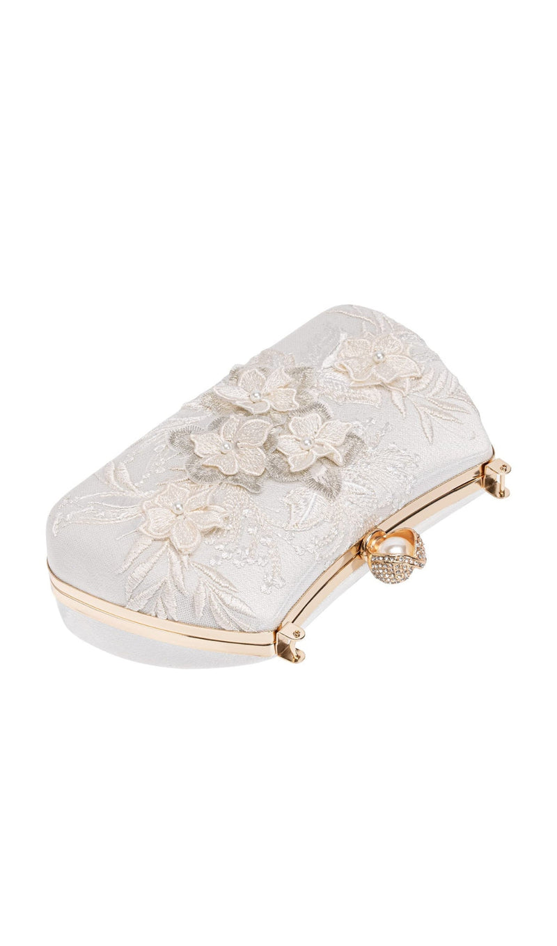 FLORAL LACE PEARL CLUTCH