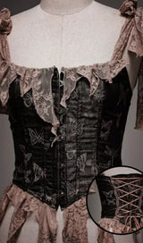 RETRO LEAVES FISHBONE GOTHIC CORSET TOP