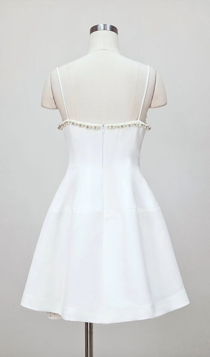 PEARL EMBELLISHED HTM MINI DRESS IN WHITE DRESS STYLE OF CB 