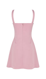 PINK SATIN SLEEVELESS QUARTZ MINI DRESS