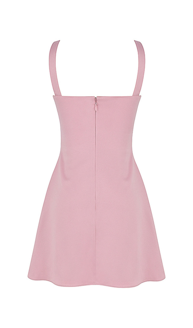 PINK SATIN SLEEVELESS QUARTZ MINI DRESS