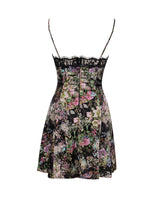 FLORAL PRINT SATIN MINI DRESS WITH LACE TRIM Dresses styleofcb 