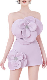 PURPLE ELEGANT FLOWER SUIT MINI DRESS