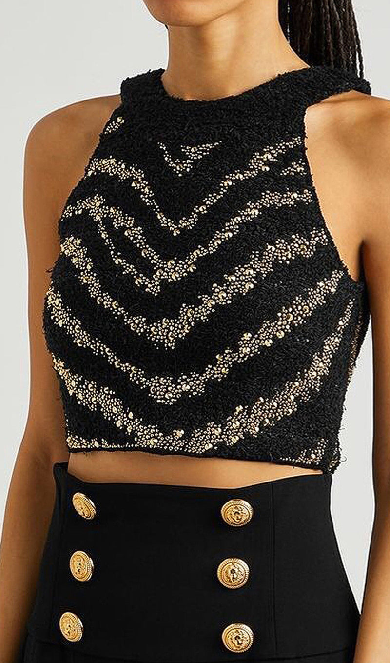 RHINESTONE KNITTED TOP