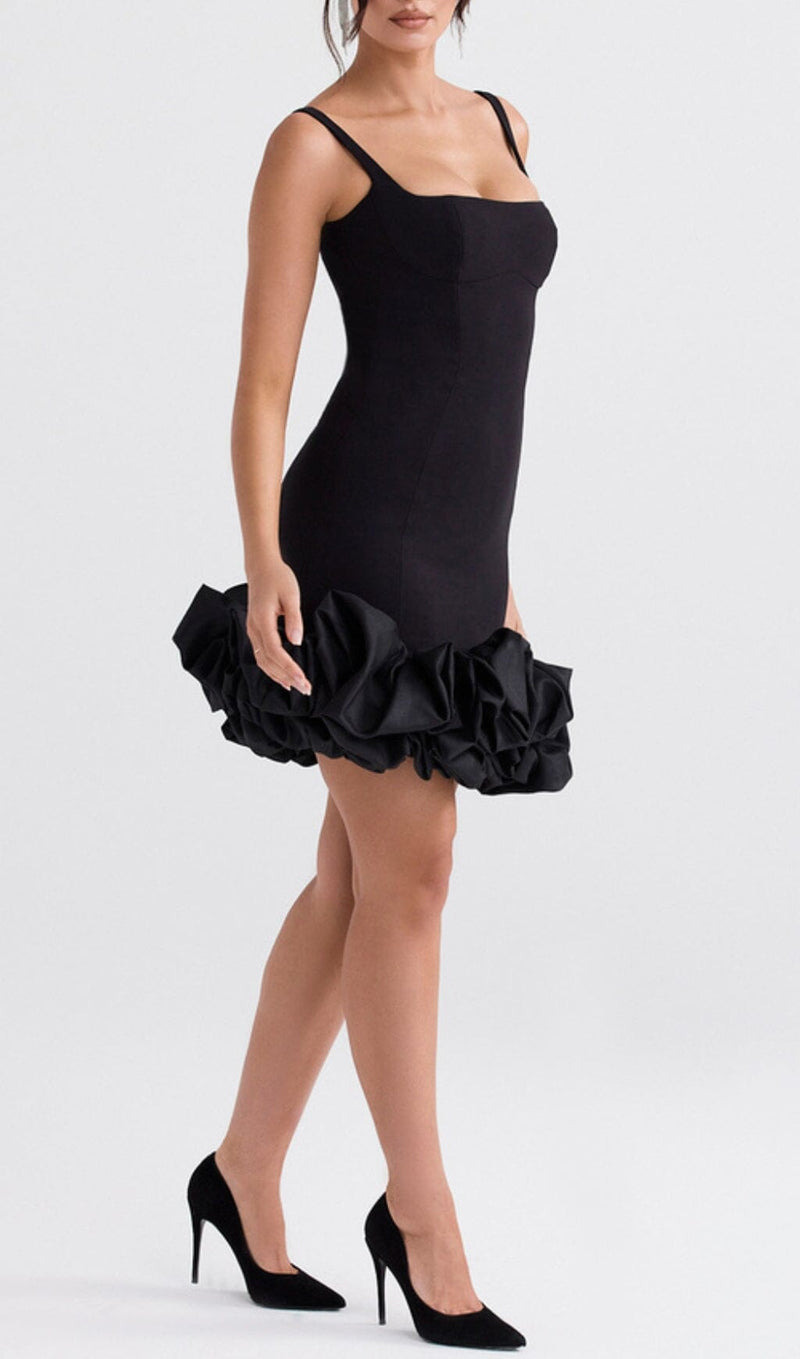 BLACK RUFFLE HEM DRESS styleofcb 