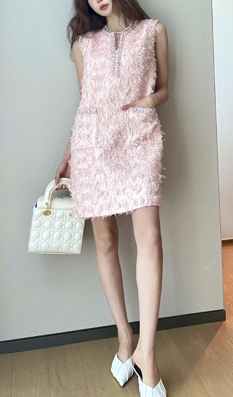 SLEEVELESS VEST DRESS IN PINK