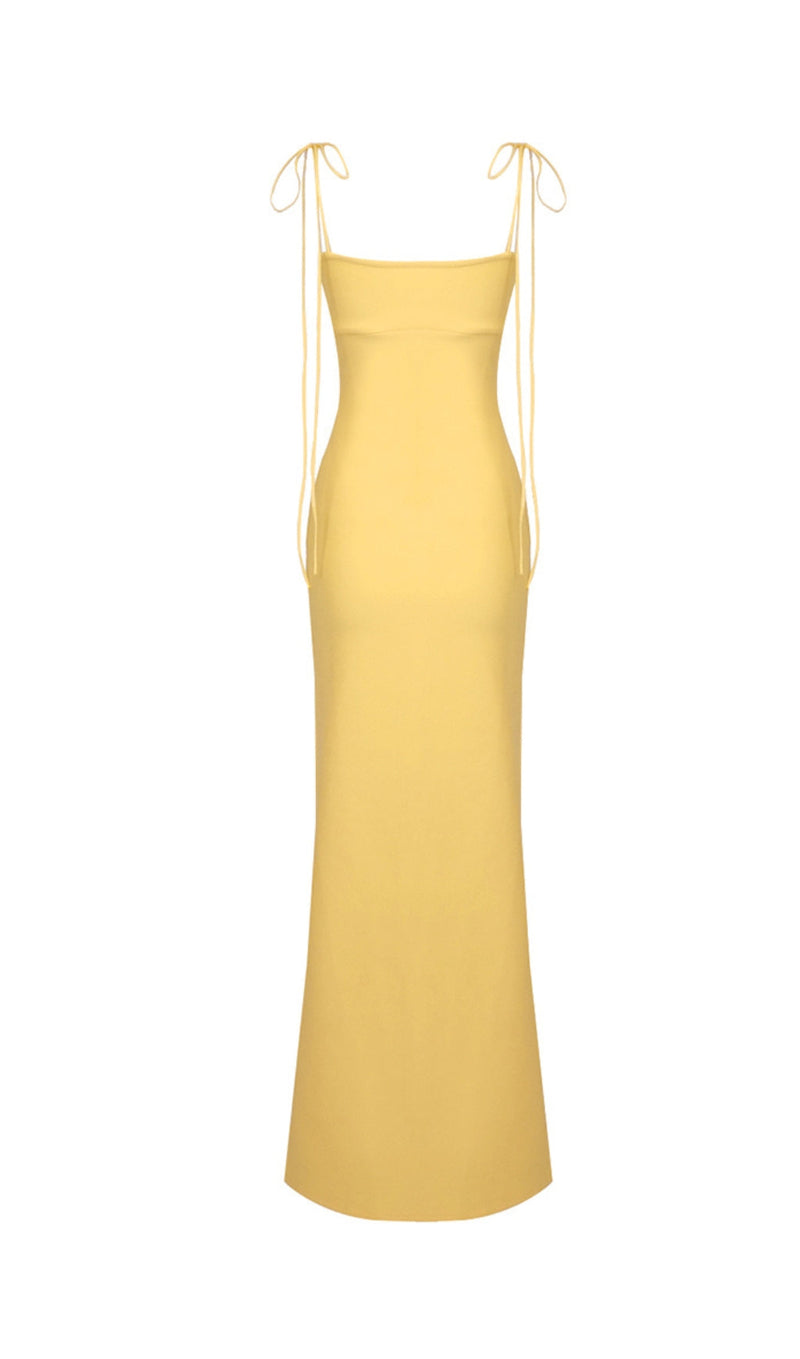 YELLOW TULIP SATIN MAXI DRESS