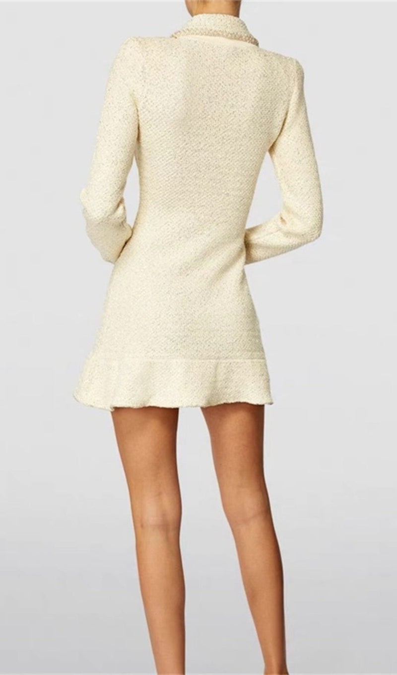 EMBELLISHED SEQUINED BOUCLÉ-KNIT MINI DRESS