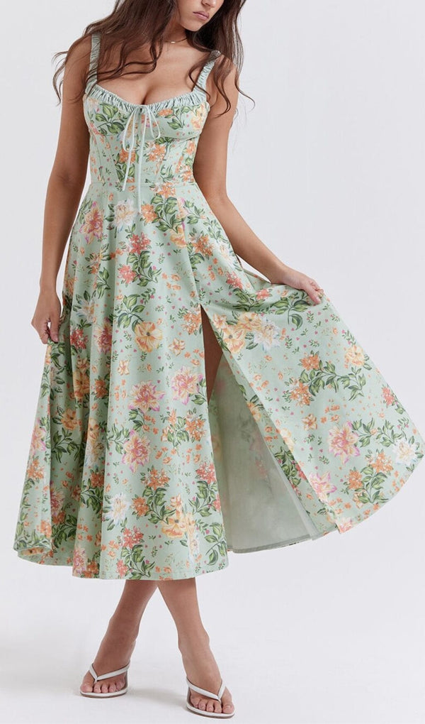 LIGHT JADE PRINT BUSTIER SUNDRESS styleofcb 