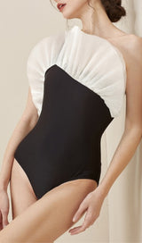 NET YARN RUFFLE ONE PIECE SWIMSUIT