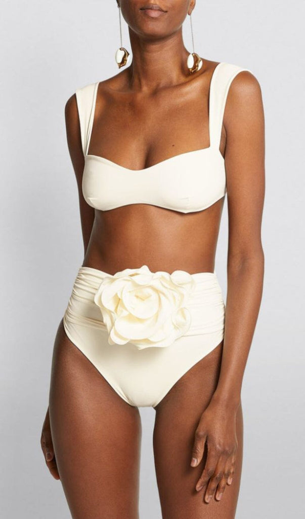 ROSE EMBELLISHED BIKINI SUIT IN IVORY styleofcb 