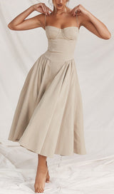 TAUPE BELTED SUNDRESS