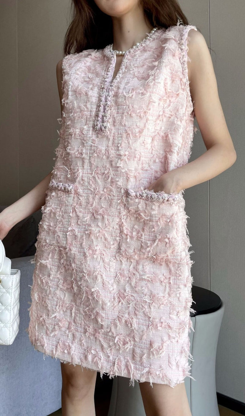 SLEEVELESS VEST DRESS IN PINK