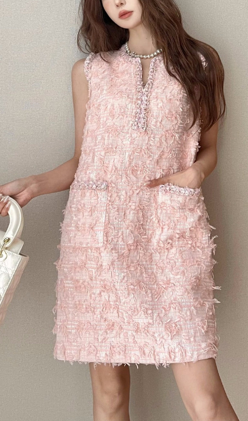 SLEEVELESS VEST DRESS IN PINK