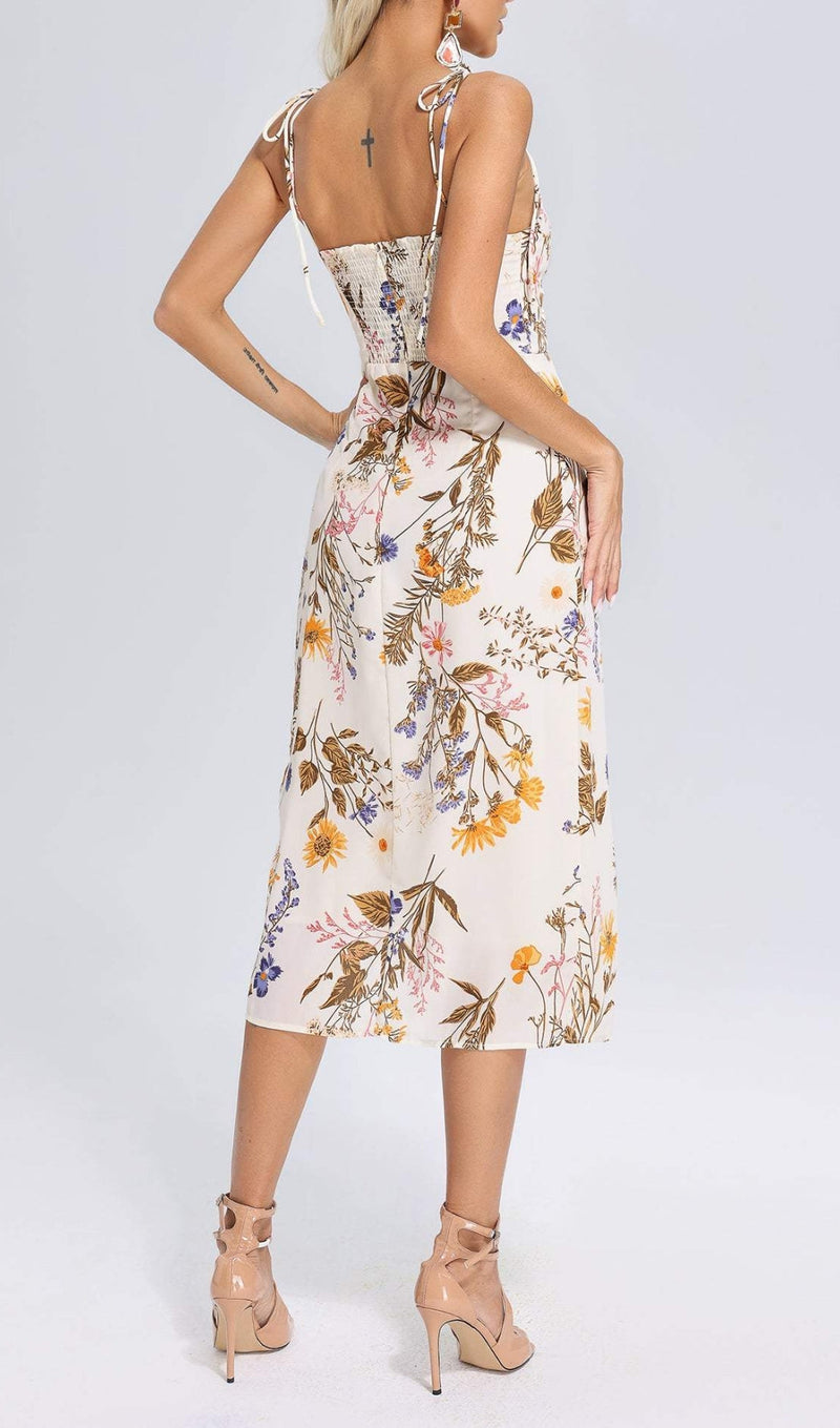 STRAPPY FLORAL PRINTED MIDI DRESS