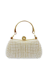 RHINESTONE PEARL BEADED CLUTCH