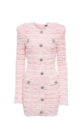 BOUCLE KNIT MINI DRESS IN PINK