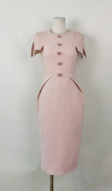 PINK TWEEDS BODYCON MIDI DRESS