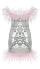 STRAP SILVER SEQUIN FEATHER MINI DRESS Dresses styleofcb 