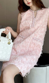 SLEEVELESS VEST DRESS IN PINK