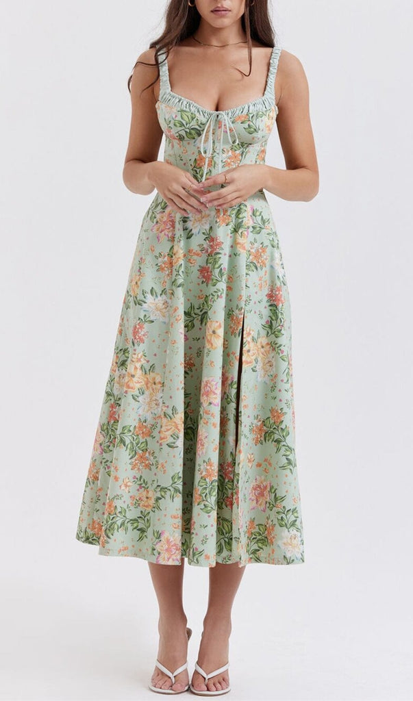 LIGHT JADE PRINT BUSTIER SUNDRESS styleofcb 