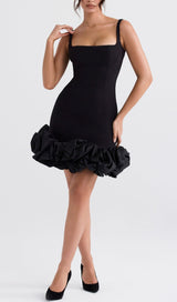 BLACK RUFFLE HEM DRESS styleofcb 