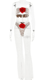 FLOWER LACE HOLLOW JUMPSUIT IN WHITE