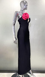 APPLIQUÉD BANDEAU MAXI DRESS IN BLACK DRESS styleofcb 