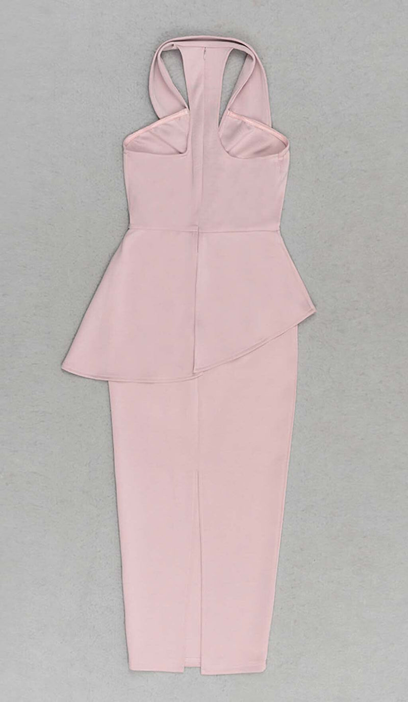 APPLIQUÉD BANDAGE MIDII DRESS IN PALE PINK