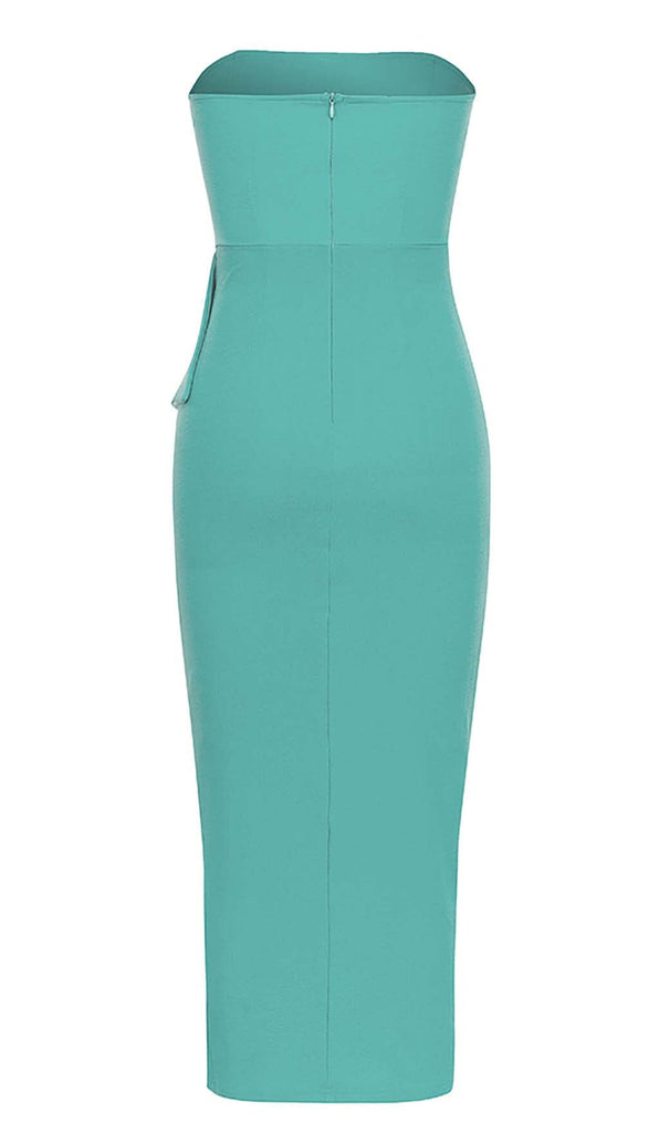 BANDEAU RUFFLES MIDI DRESS IN GREEN DRESS STYLE OF CB 