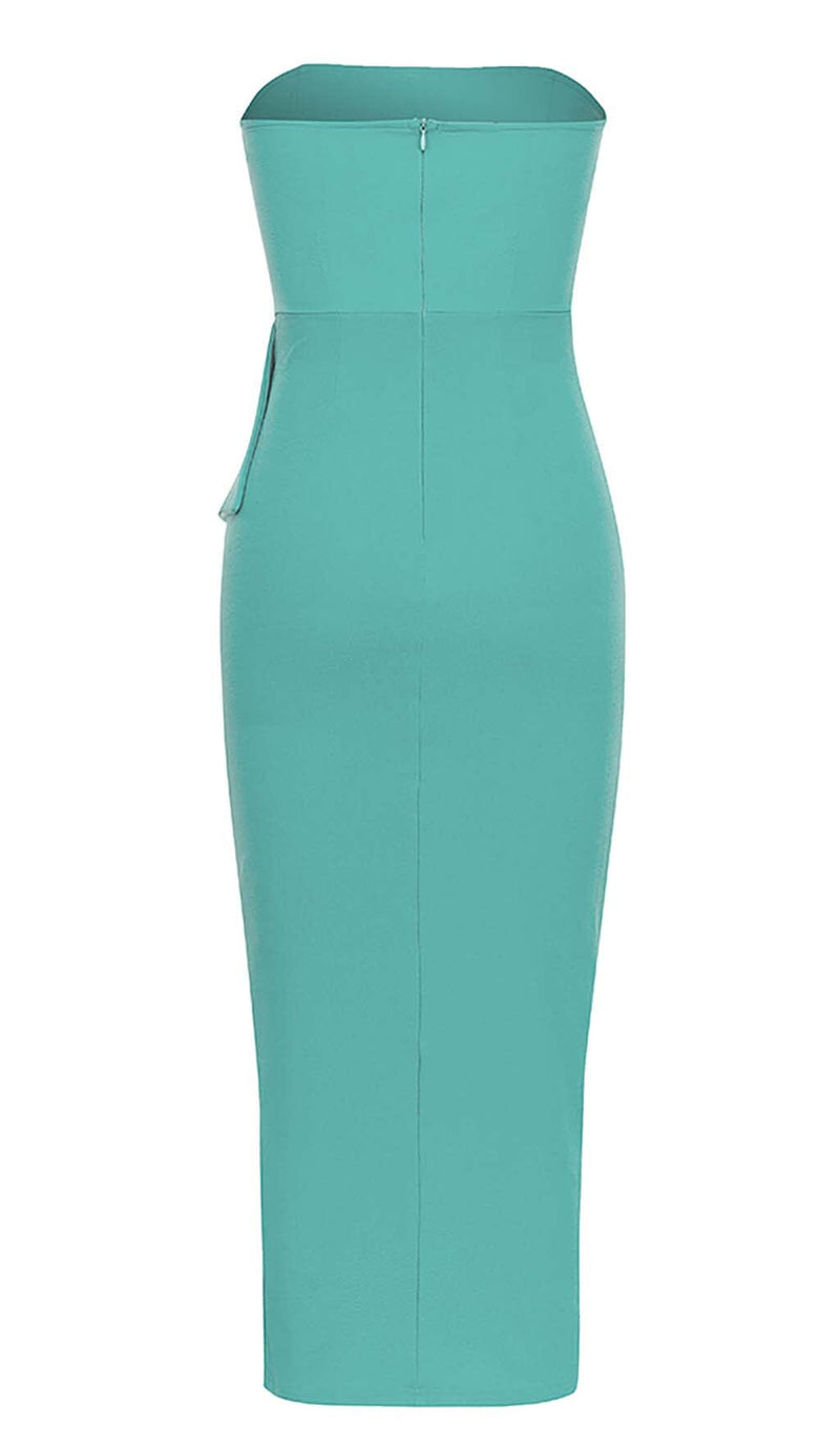 BANDEAU RUFFLES MIDI DRESS IN GREEN DRESS STYLE OF CB 