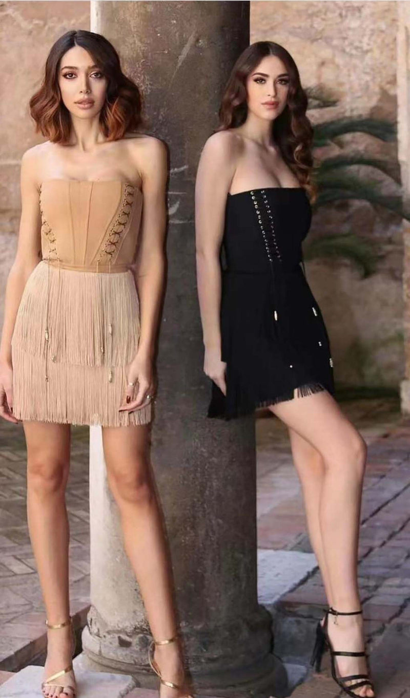 BANDEAU TASSEL MINI DRESS DRESS STYLE OF CB 