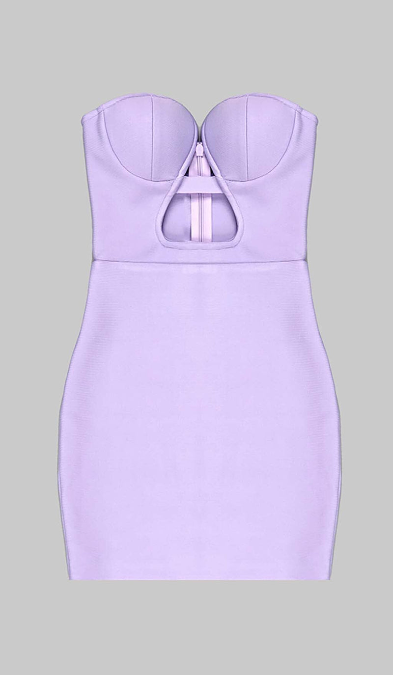 BANDEAU BANDAGE MINI DRESS IN LILAC DRESS STYLE OF CB 