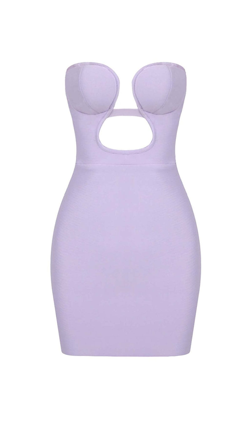 BANDEAU BANDAGE MINI DRESS IN LILAC DRESS STYLE OF CB 