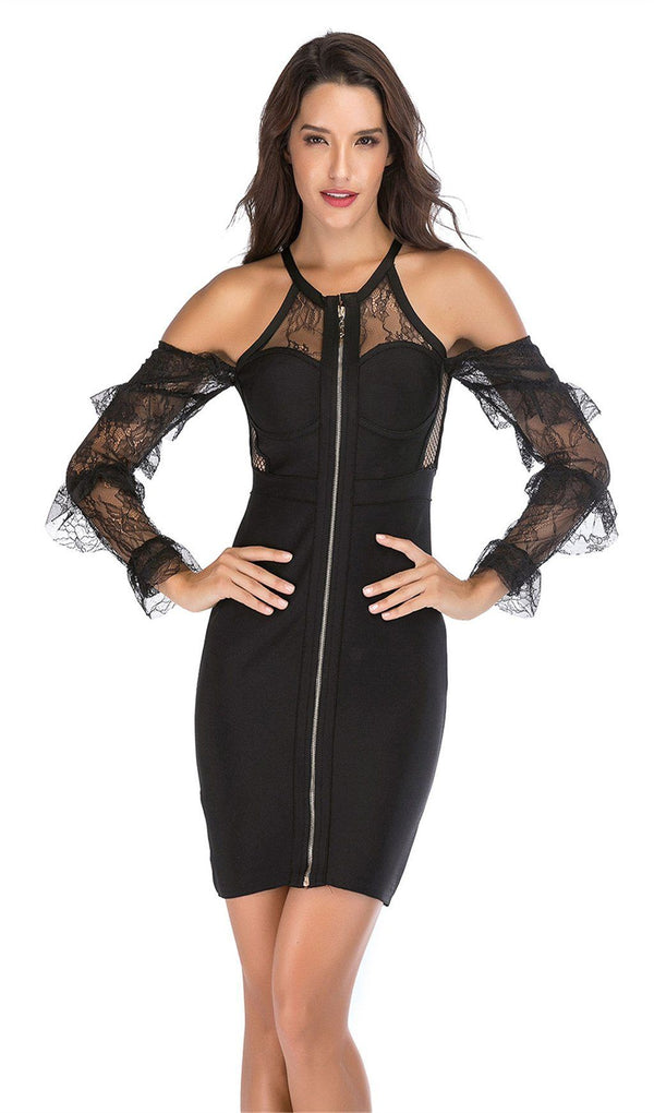 BLACK LACE SHEATH DRESS