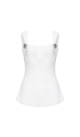 BOW-EMBELLISHED RHINESTONE MINI DRESS IN WHITE DRESS STYLE OF CB 