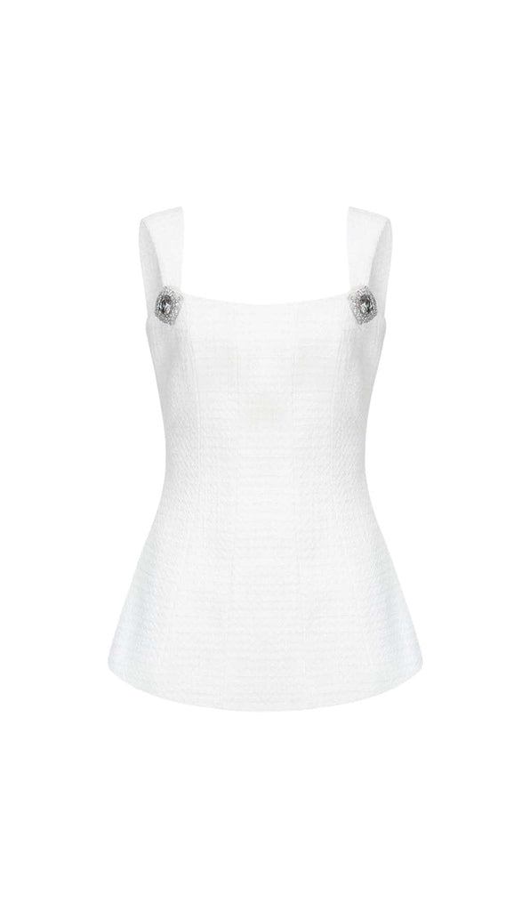 BOW-EMBELLISHED RHINESTONE MINI DRESS IN WHITE DRESS STYLE OF CB 