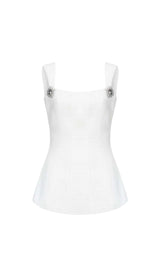 BOW-EMBELLISHED RHINESTONE MINI DRESS IN WHITE DRESS STYLE OF CB 