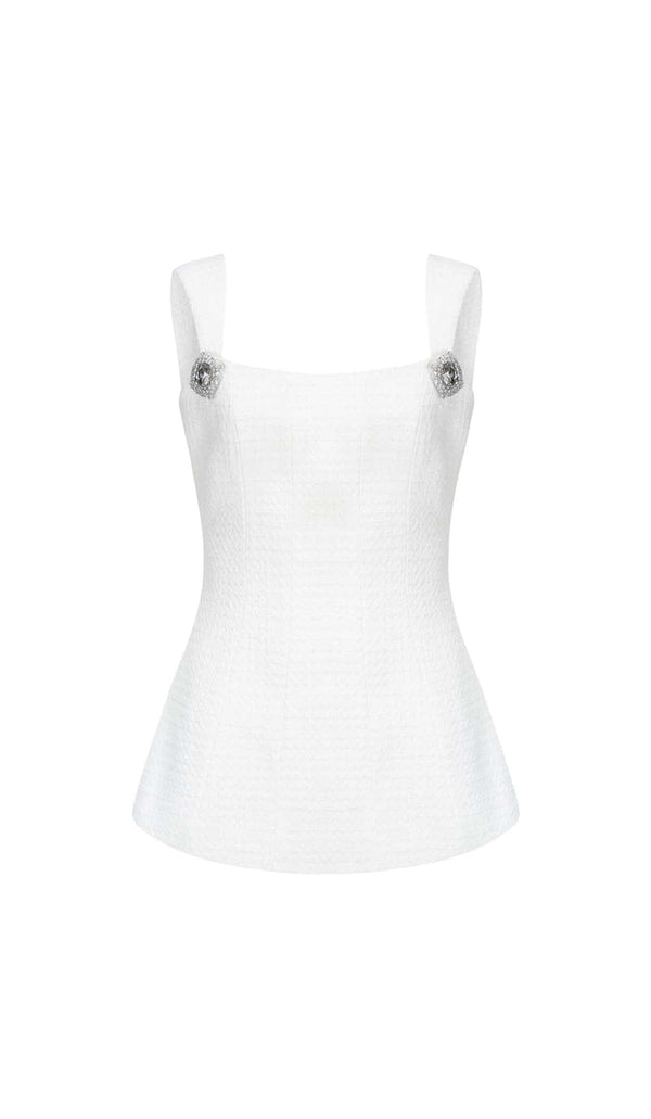 BOW-EMBELLISHED RHINESTONE MINI DRESS IN WHITE DRESS STYLE OF CB 