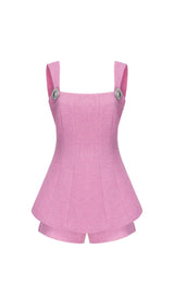 BOW-EMBELLISHED RHINESTONE MINI DRESS IN PINK DRESS STYLE OF CB 