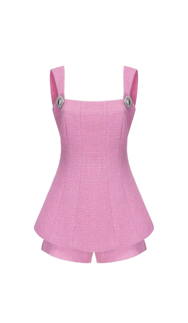 BOW-EMBELLISHED RHINESTONE MINI DRESS IN PINK DRESS STYLE OF CB 