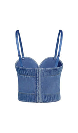 BUSTIER DENIM TOP IN BLUE