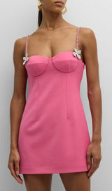 BUTTERFLY CRYSTAL DETAIL MINI DRESS IN PINK DRESS STYLE OF CB