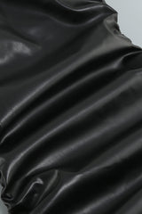 BLACK RUCHED SHAWL LEATHER COAT DRESS