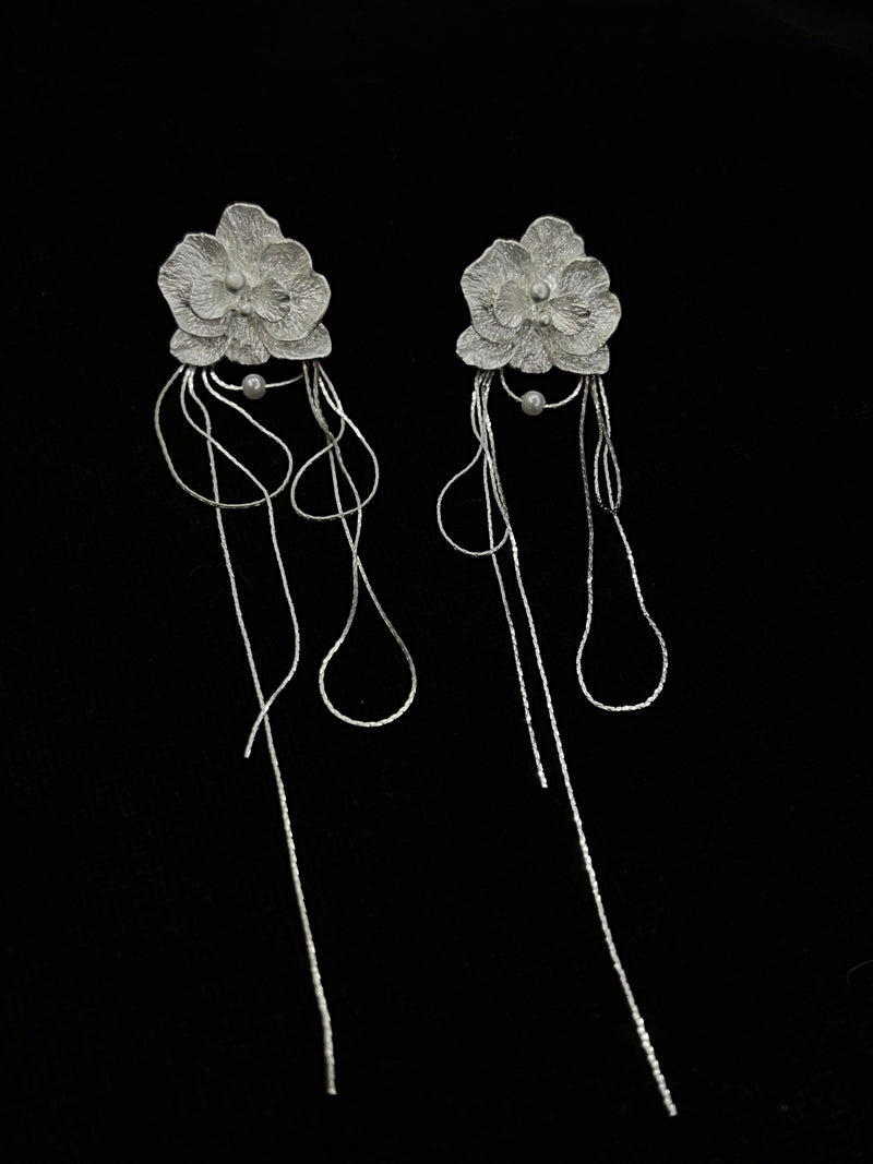 WHITE BUTTERFLY ORCHID EARRINGS